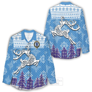 Ochterlony Clan Christmas Women's Casual Shirt Celtic Reindeer Style