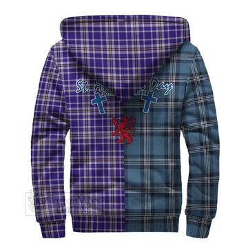 Ochterlony Tartan Sherpa Hoodie Happy St. Andrew's Day Half Tartan Style