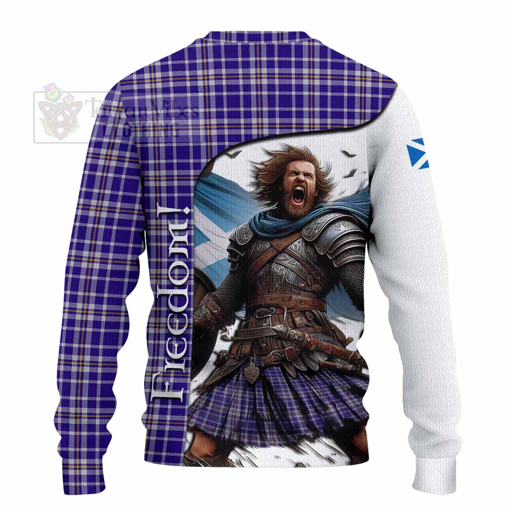 Tartan Vibes Clothing Ochterlony Crest Tartan Knitted Sweater Inspired by the Freedom of Scottish Warrior