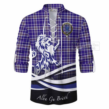 Ochterlony Tartan Ghillie Kilt Shirt with Alba Gu Brath Regal Lion Emblem