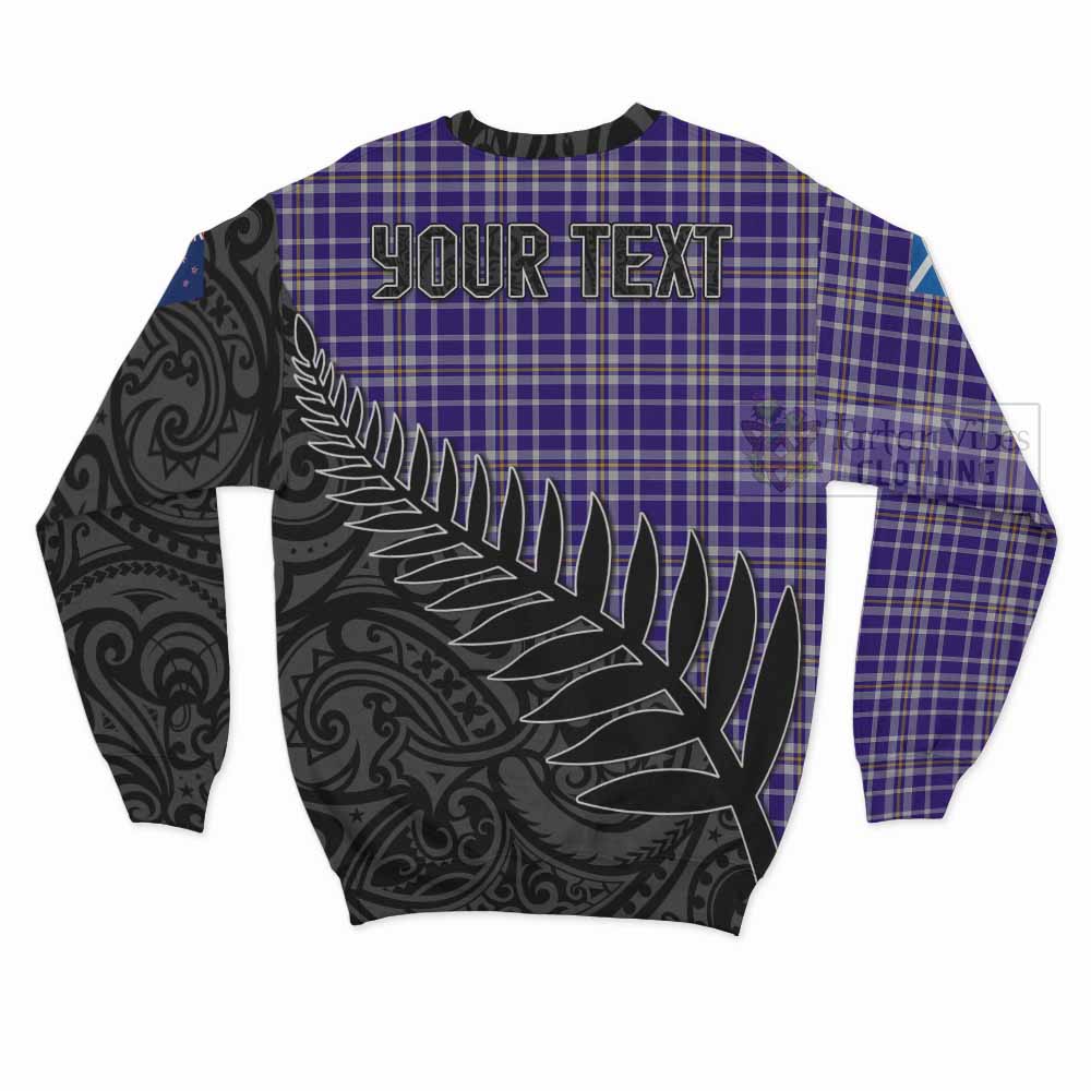 Tartan Vibes Clothing Ochterlony Crest Tartan Sweatshirt with New Zealand Silver Fern Half Style