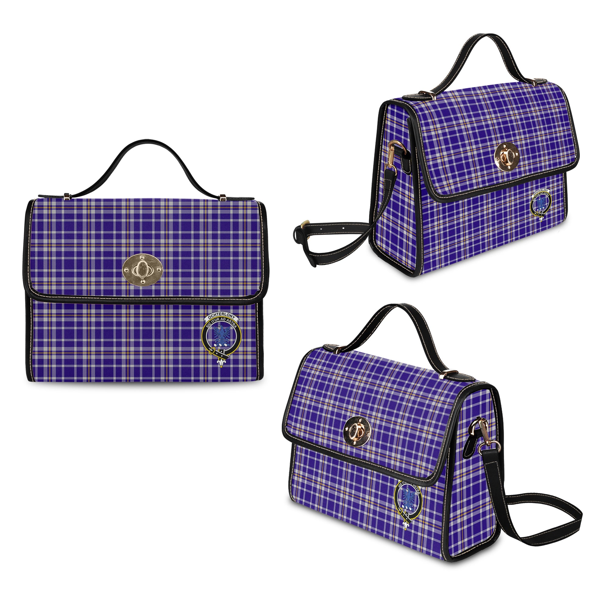 ochterlony-tartan-leather-strap-waterproof-canvas-bag-with-family-crest