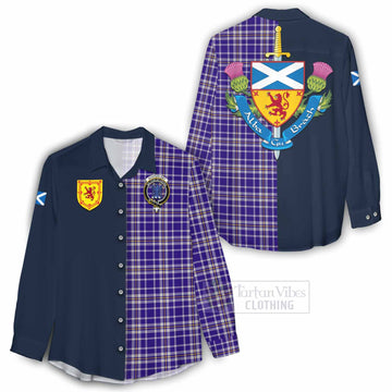 Ochterlony Tartan Women's Casual Shirt Alba with Scottish Lion Royal Arm Half Style