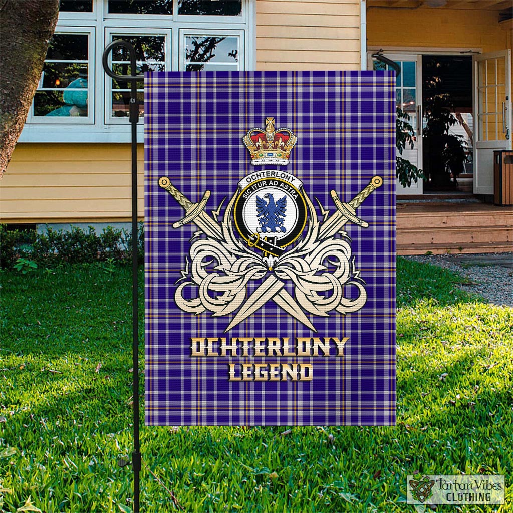 Tartan Vibes Clothing Ochterlony Tartan Flag with Clan Crest and the Golden Sword of Courageous Legacy