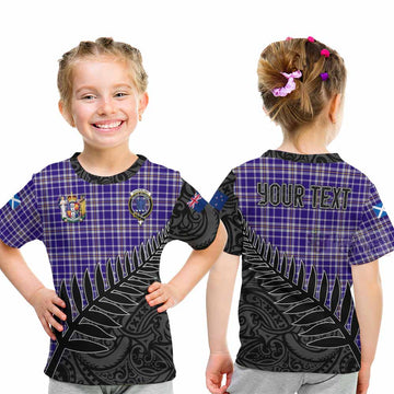 Ochterlony Crest Tartan Kid T-Shirt with New Zealand Silver Fern Half Style