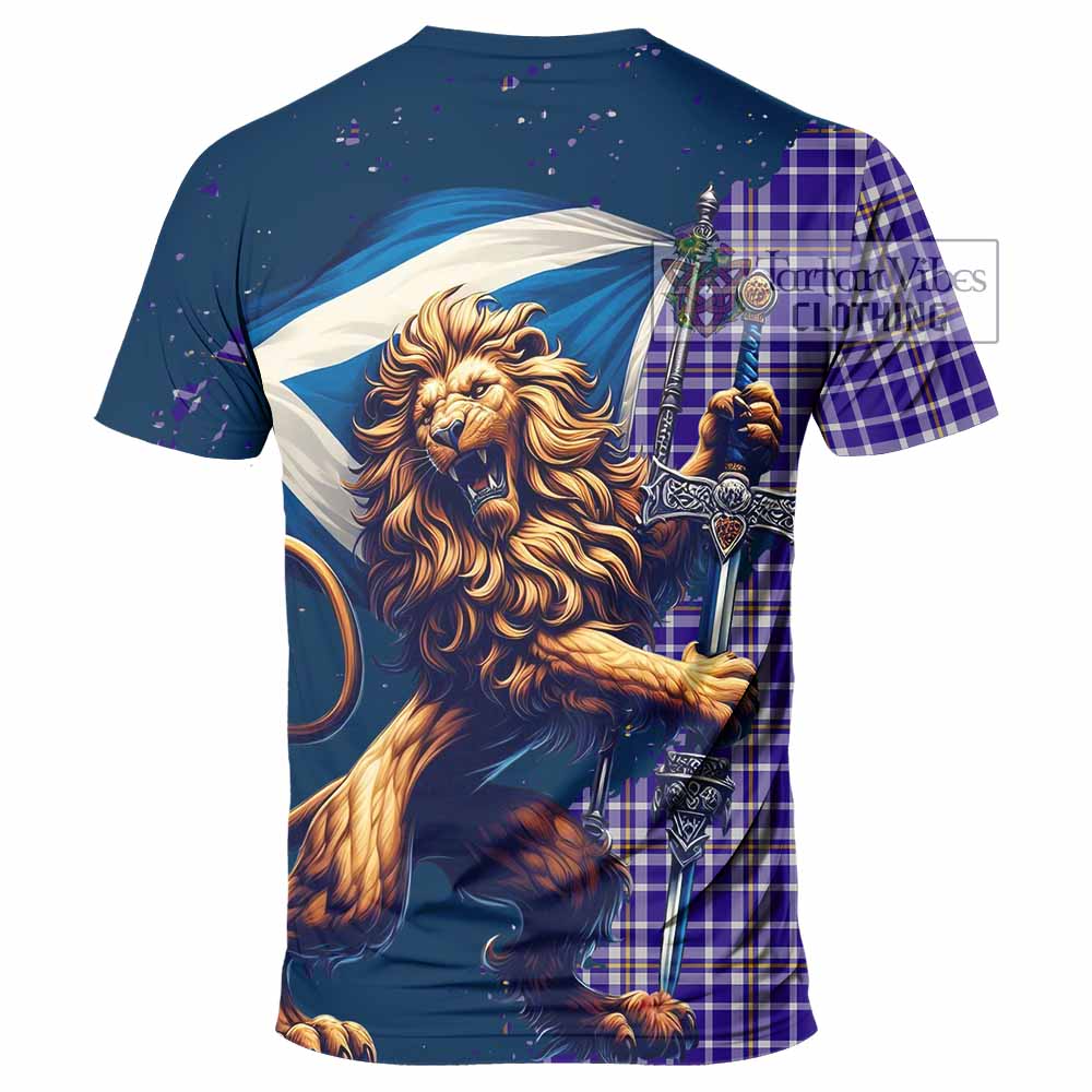 Tartan Vibes Clothing Ochterlony Tartan Family Crest T-Shirt with Scottish Majestic Lion