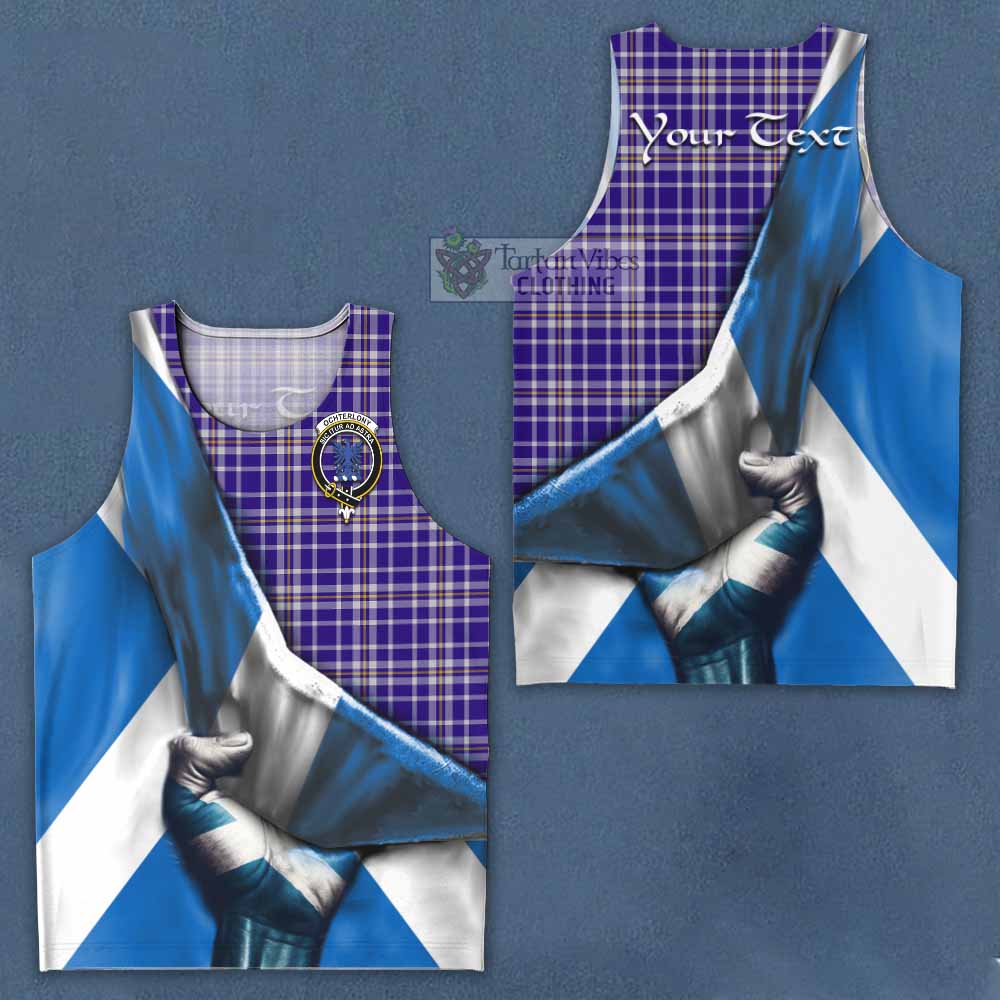 Tartan Vibes Clothing Ochterlony Tartan Men's Tank Top with Family Crest Scotland Patriotic Style