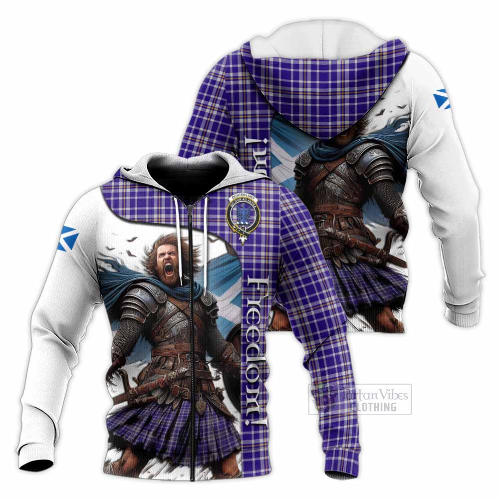 Tartan Vibes Clothing Ochterlony Crest Tartan Knitted Hoodie Inspired by the Freedom of Scottish Warrior