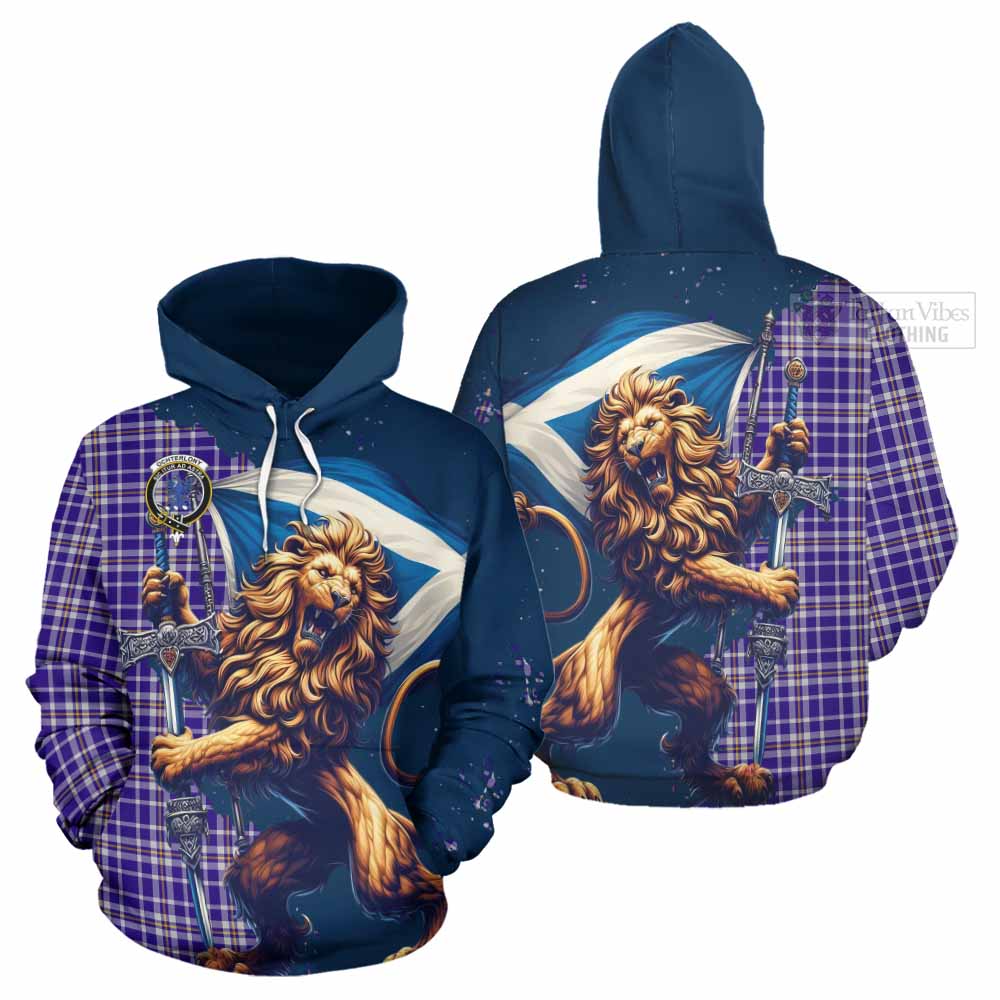 Tartan Vibes Clothing Ochterlony Tartan Family Crest Hoodie with Scottish Majestic Lion