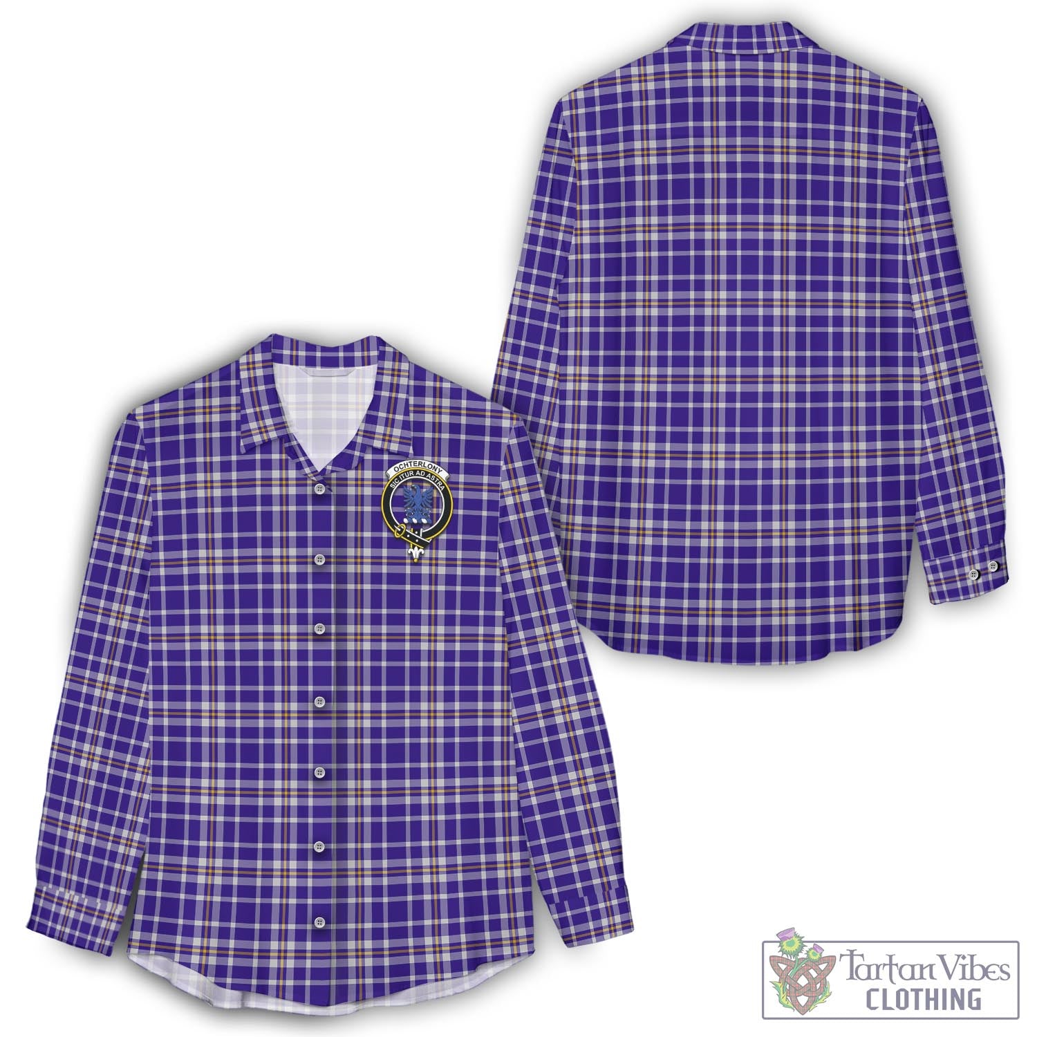 Tartan Vibes Clothing Ochterlony Tartan Womens Casual Shirt with Family Crest