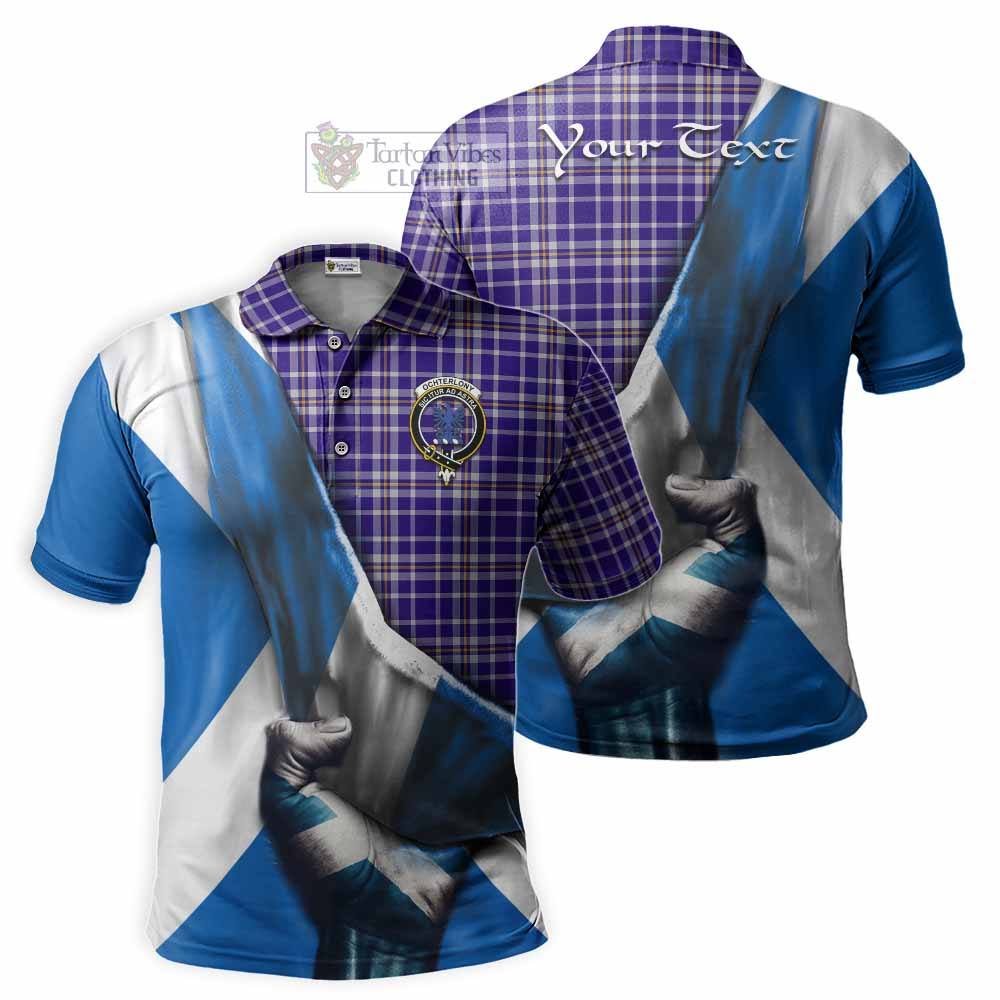 Tartan Vibes Clothing Ochterlony Tartan Polo Shirt with Family Crest Scotland Patriotic Style