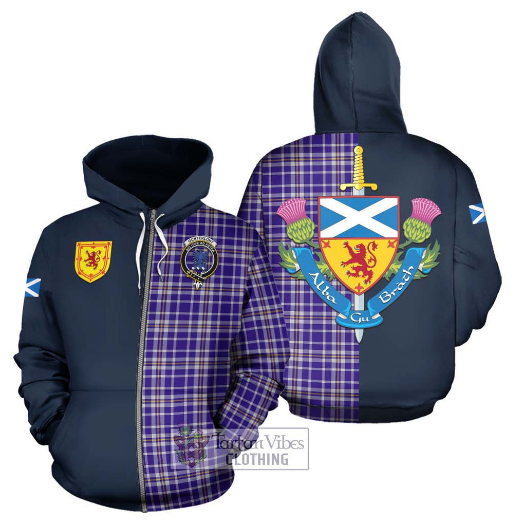 Tartan Vibes Clothing Ochterlony Tartan Hoodie with Scottish Lion Royal Arm Half Style