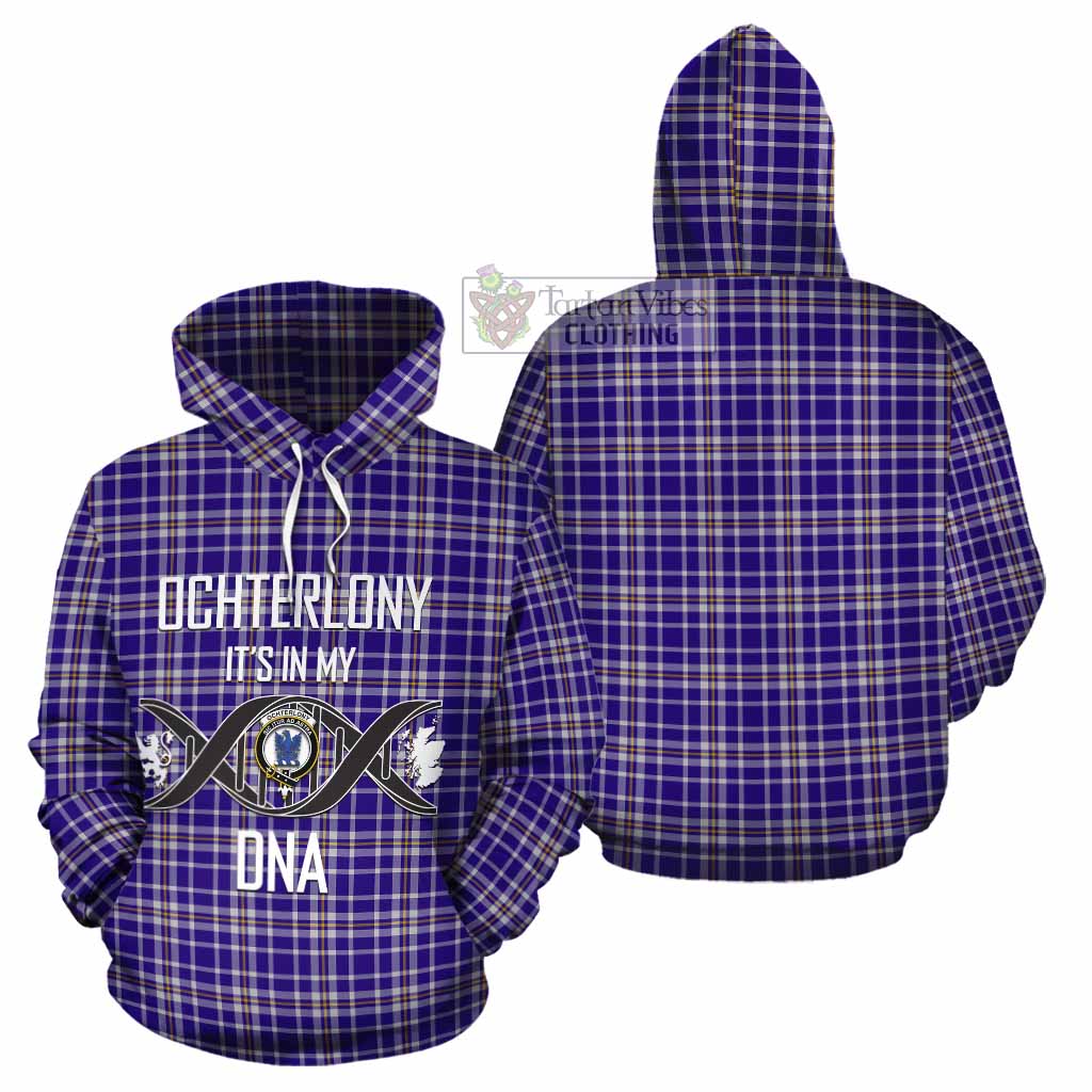 Tartan Vibes Clothing Ochterlony Tartan Cotton Hoodie with Family Crest DNA In Me Style