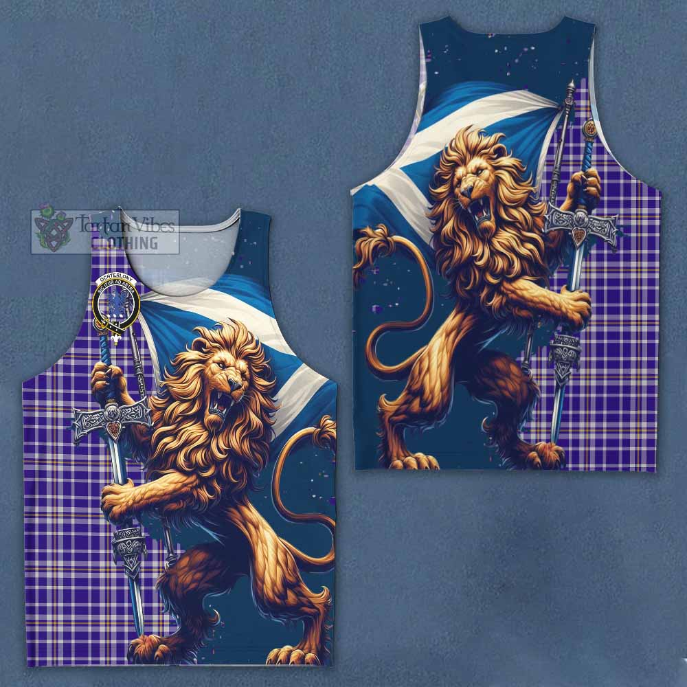 Tartan Vibes Clothing Ochterlony Tartan Family Crest Men's Tank Top with Scottish Majestic Lion