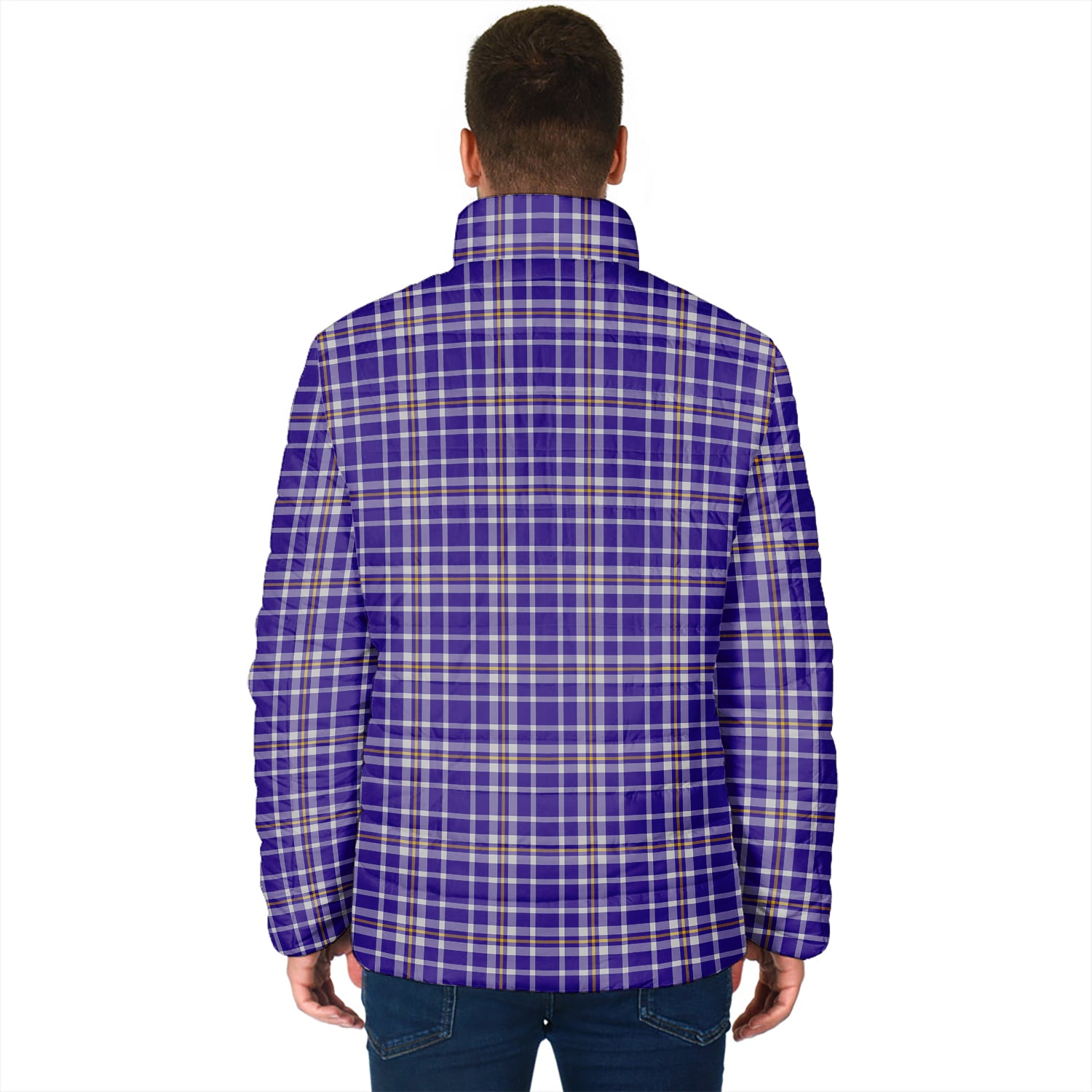 Ochterlony Tartan Padded Jacket with Family Crest - Tartanvibesclothing