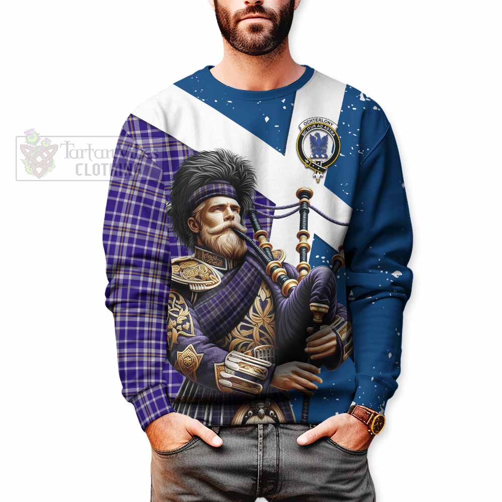 Tartan Vibes Clothing Ochterlony Tartan Sweatshirt with Family Crest Scottish Bagpiper Vibes