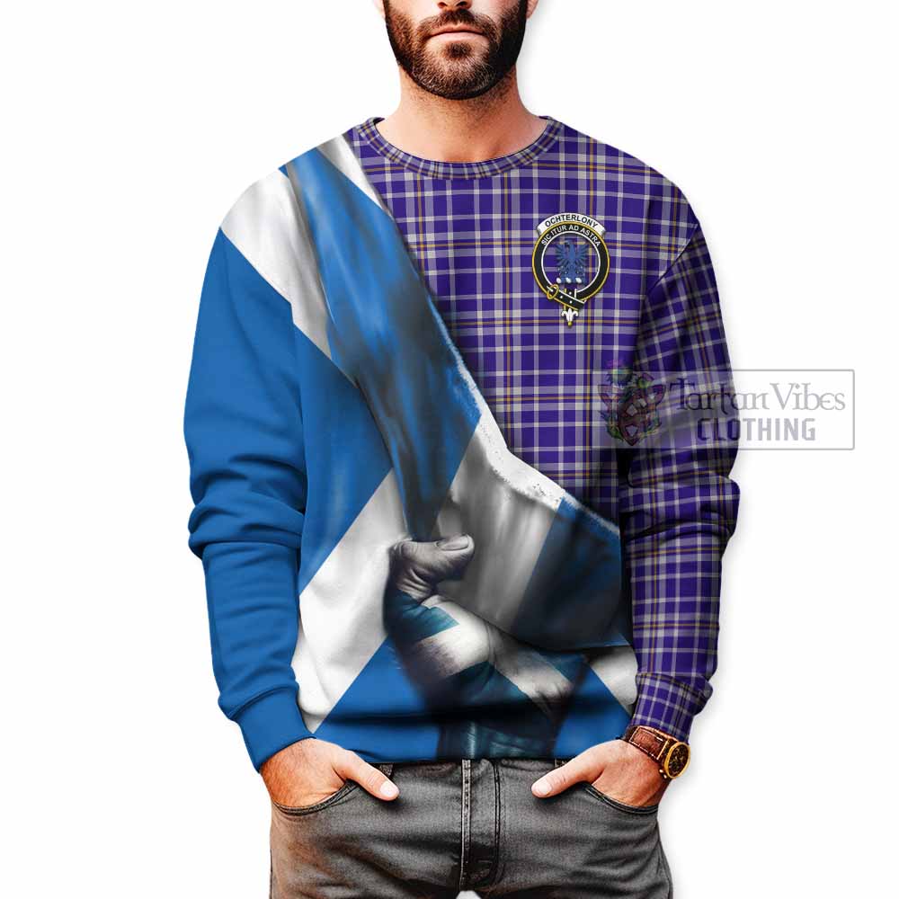 Tartan Vibes Clothing Ochterlony Tartan Sweatshirt with Family Crest Scotland Patriotic Style