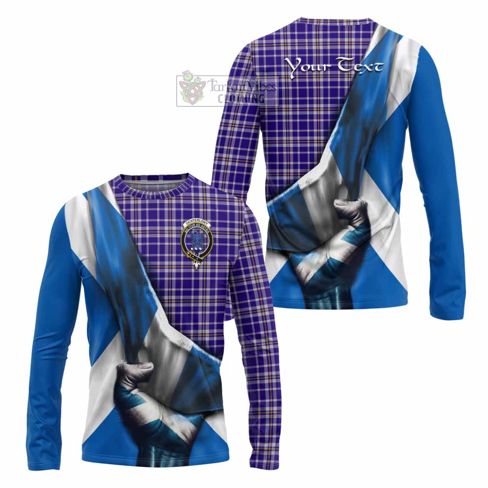 Tartan Vibes Clothing Ochterlony Tartan Long Sleeve T-Shirt with Family Crest Scotland Patriotic Style