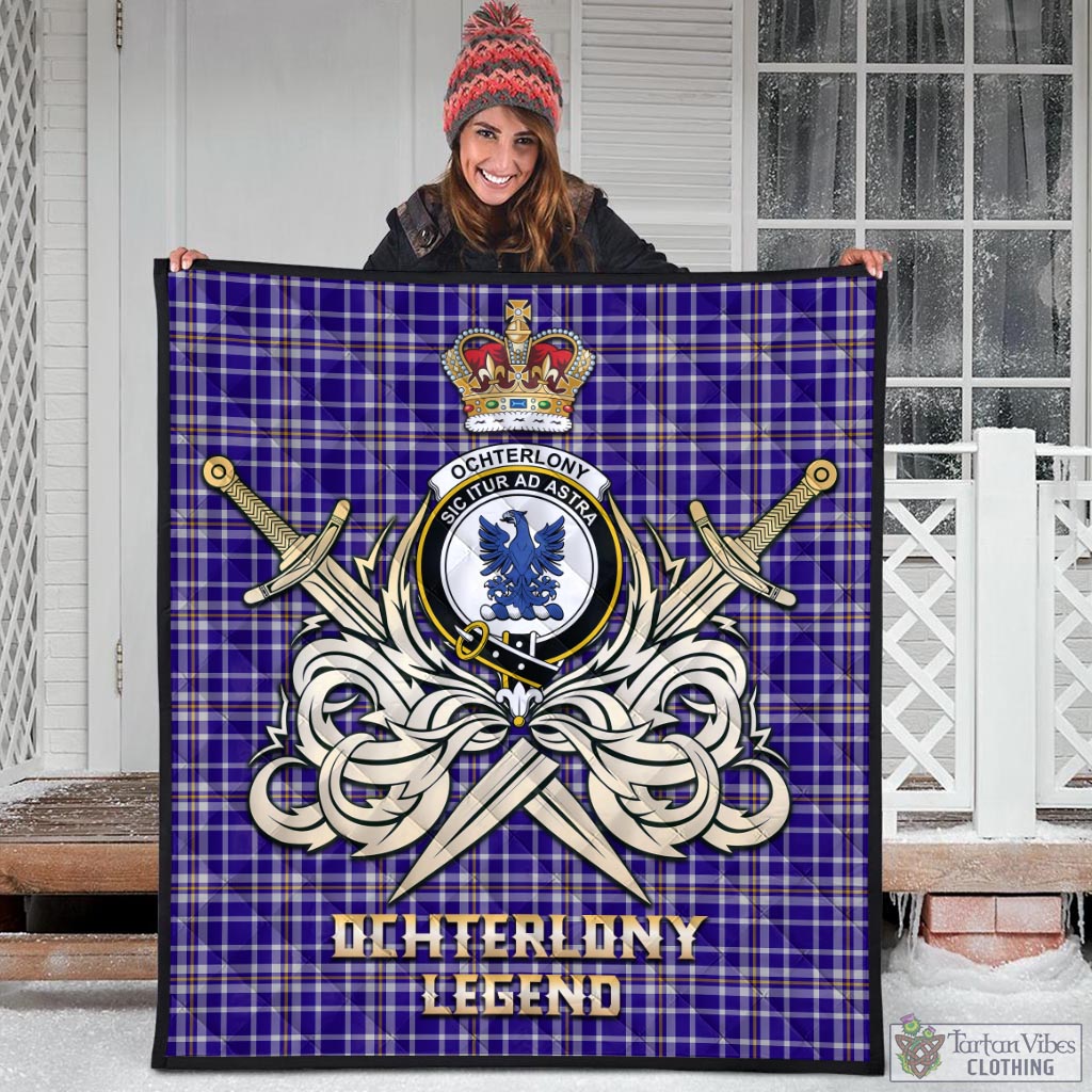 Tartan Vibes Clothing Ochterlony Tartan Quilt with Clan Crest and the Golden Sword of Courageous Legacy