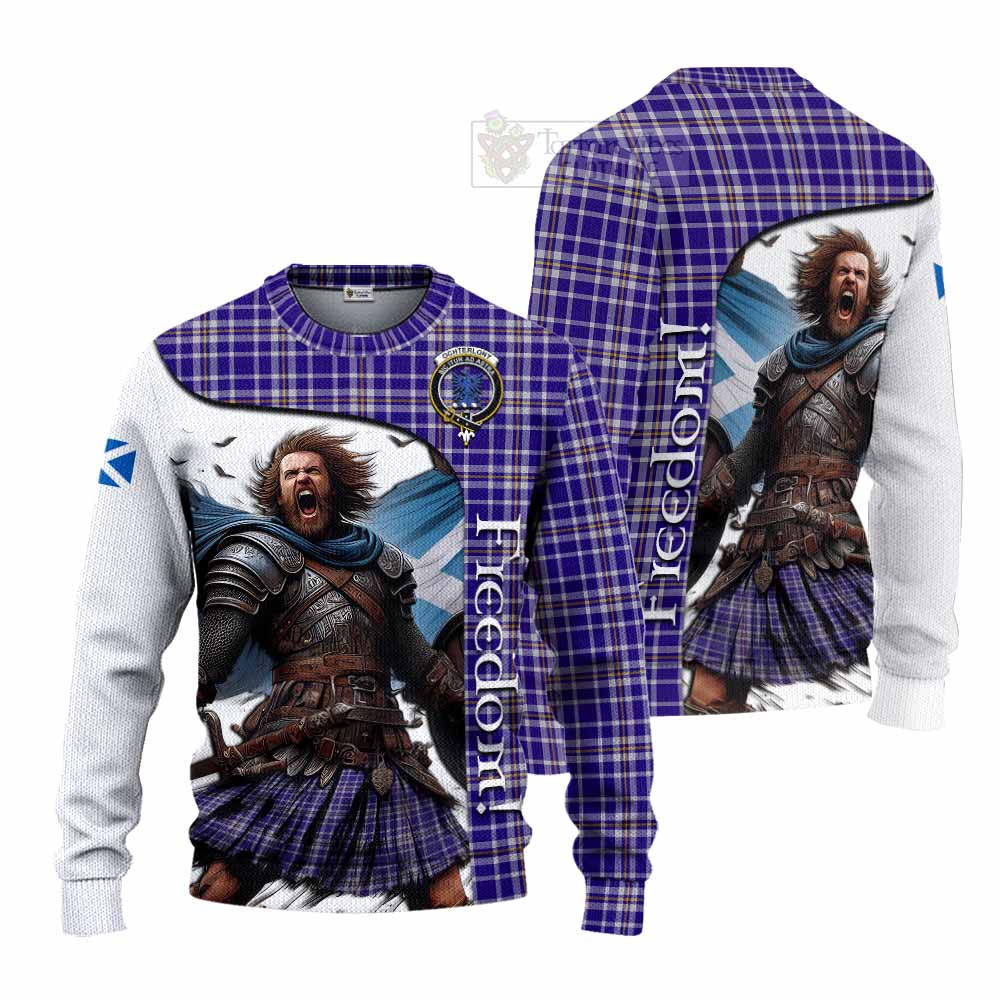 Tartan Vibes Clothing Ochterlony Crest Tartan Knitted Sweater Inspired by the Freedom of Scottish Warrior