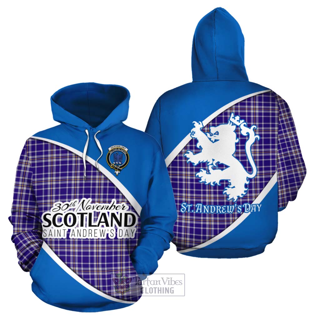 Tartan Vibes Clothing Ochterlony Family Crest Tartan Cotton Hoodie Celebrate Saint Andrew's Day in Style