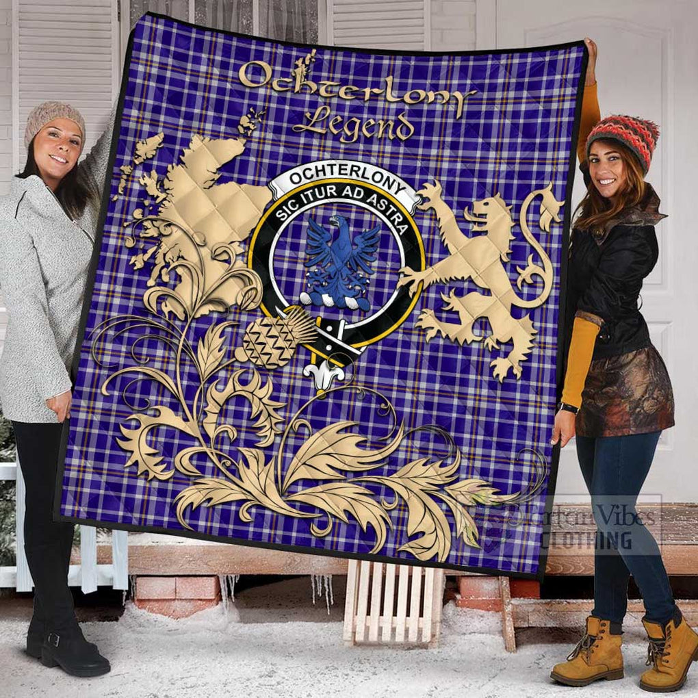 Tartan Vibes Clothing Ochterlony Tartan Quilt with Family Crest and Scottish Symbol Style