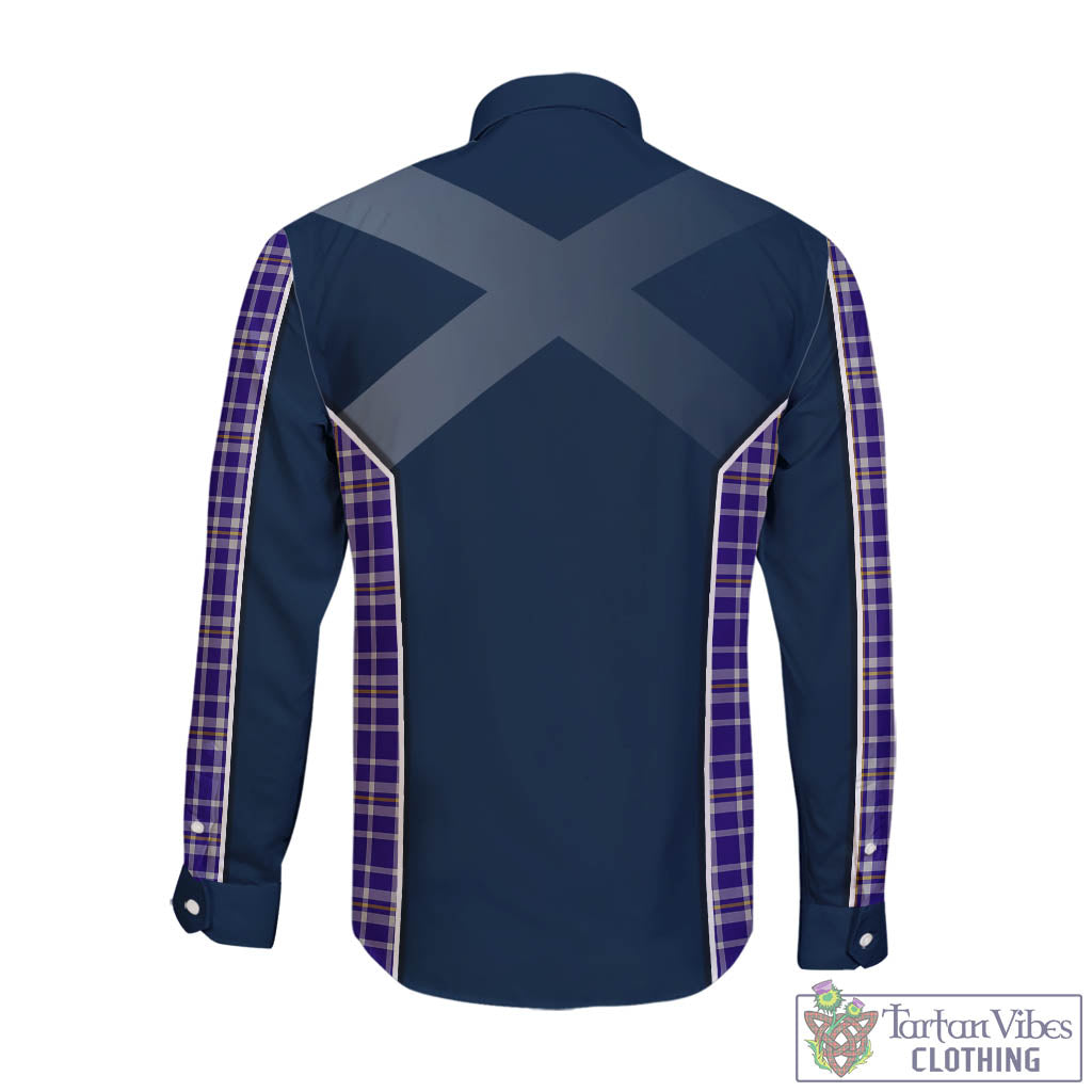 Ochterlony Tartan Long Sleeve Button Up Shirt with Family Crest and Lion Rampant Vibes Sport Style