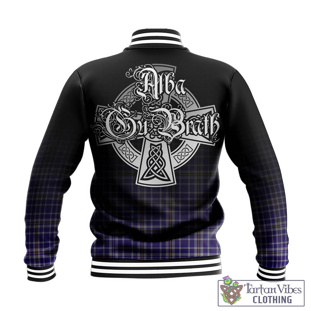 Tartan Vibes Clothing Ochterlony Tartan Baseball Jacket Featuring Alba Gu Brath Family Crest Celtic Inspired