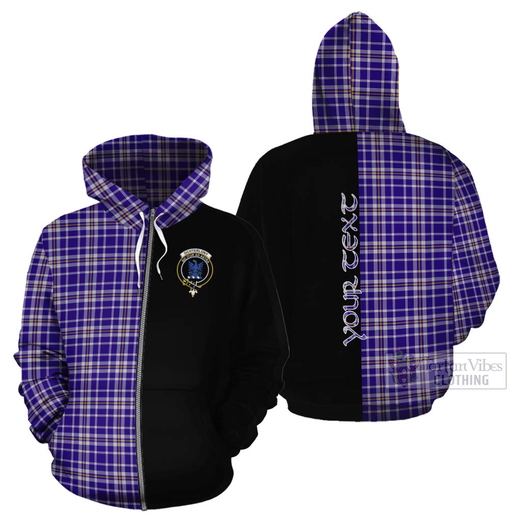 Tartan Vibes Clothing Ochterlony Tartan Cotton Hoodie with Family Crest and Half Of Me Style