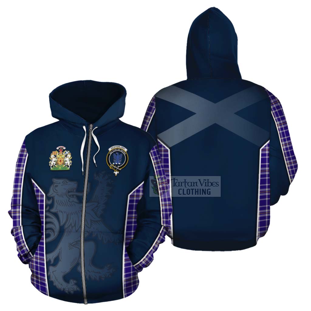 Tartan Vibes Clothing Ochterlony Tartan Cotton Hoodie with Family Crest and Lion Rampant Vibes Sport Style