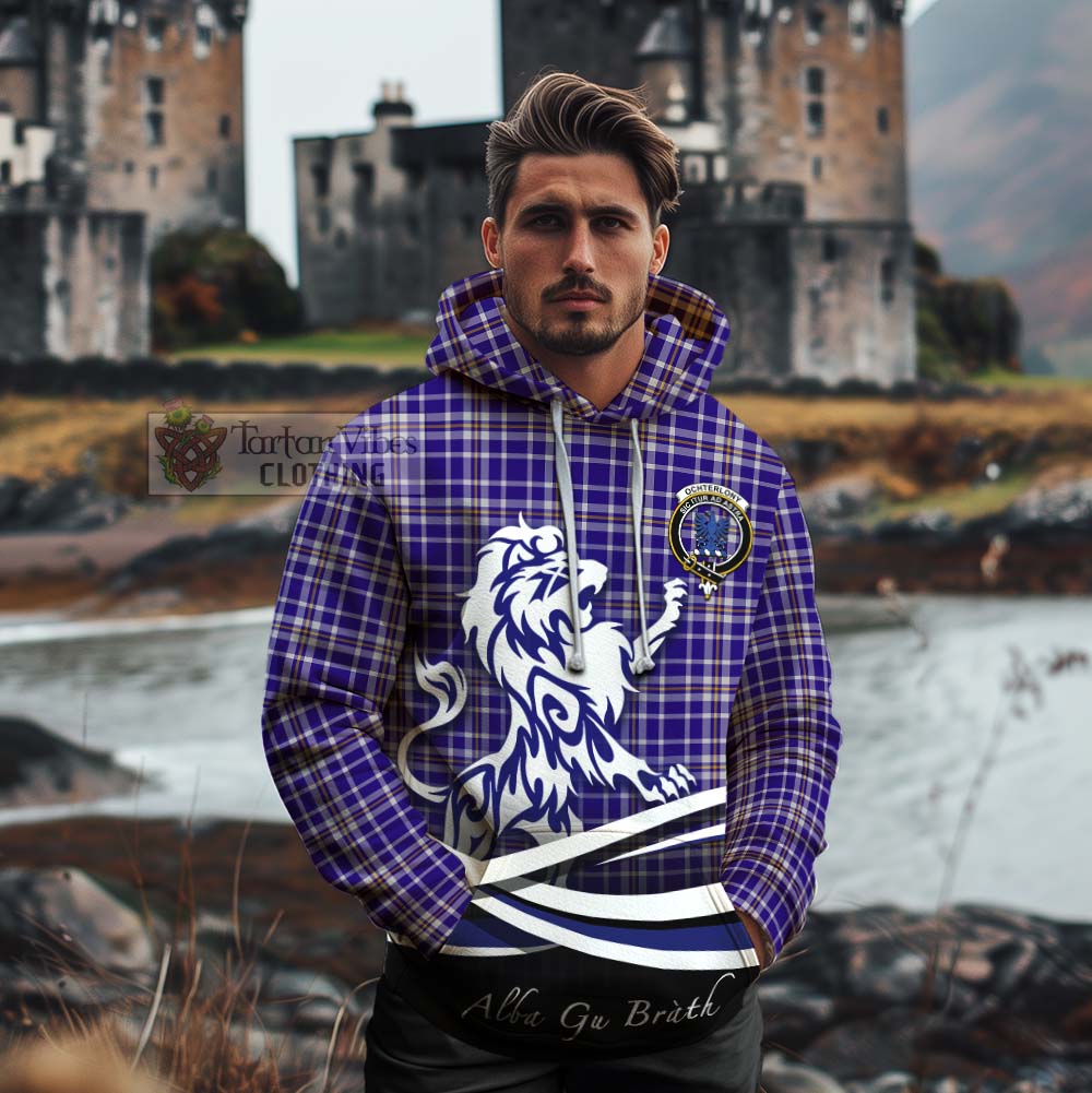 Tartan Vibes Clothing Ochterlony Tartan Cotton Hoodie with Alba Gu Brath Regal Lion Emblem