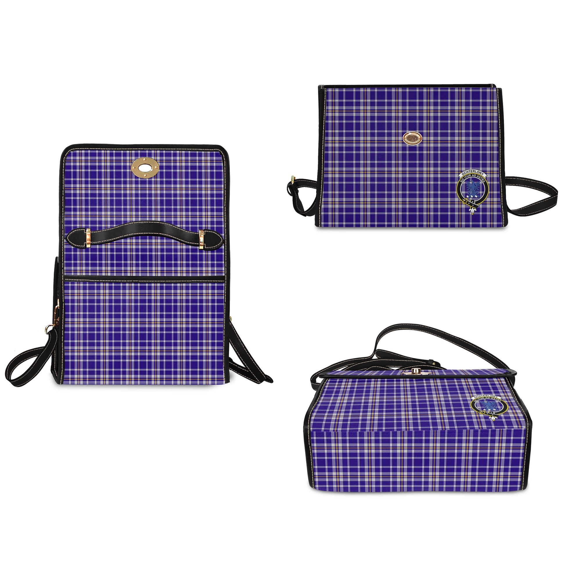 ochterlony-tartan-leather-strap-waterproof-canvas-bag-with-family-crest