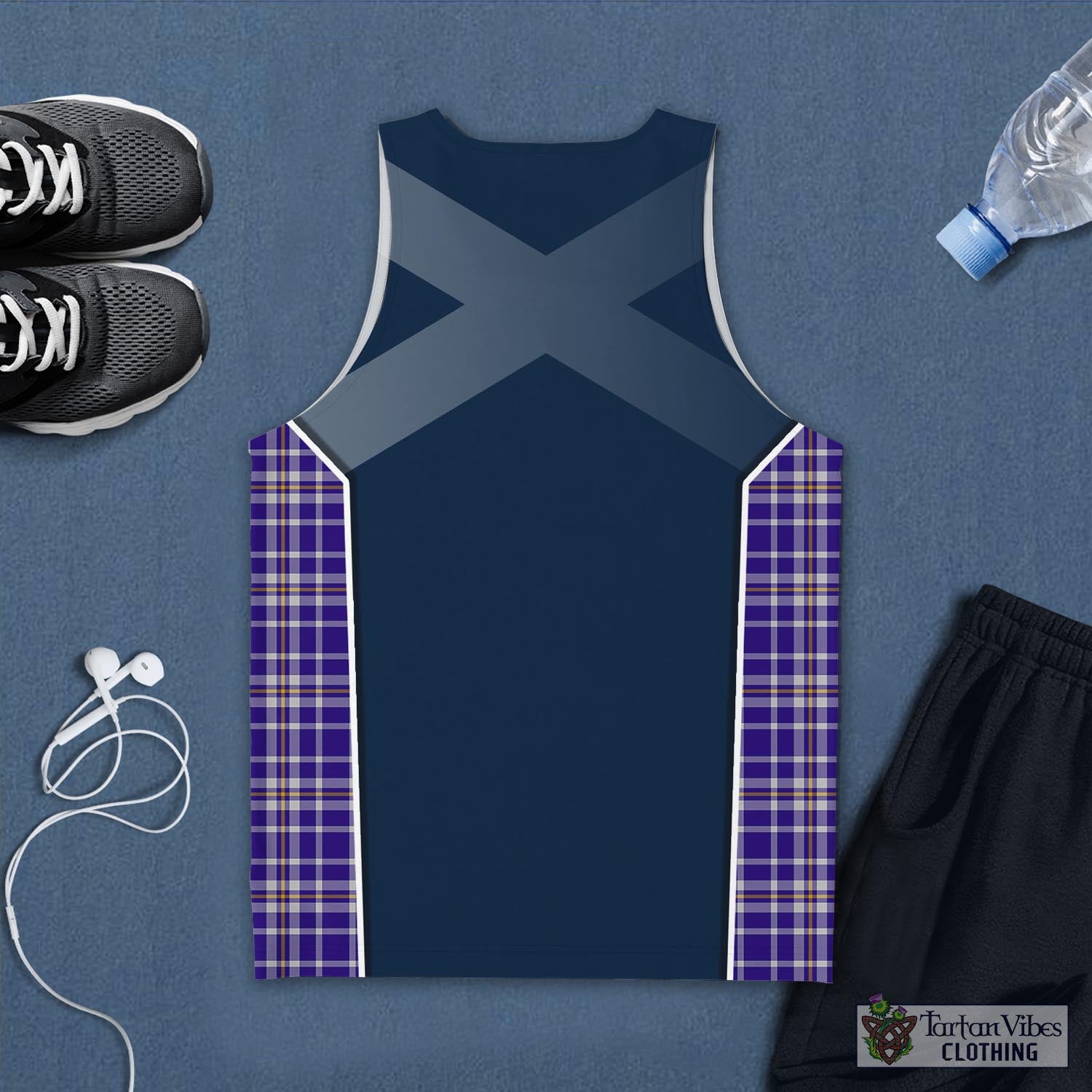 Tartan Vibes Clothing Ochterlony Tartan Men's Tanks Top with Family Crest and Scottish Thistle Vibes Sport Style