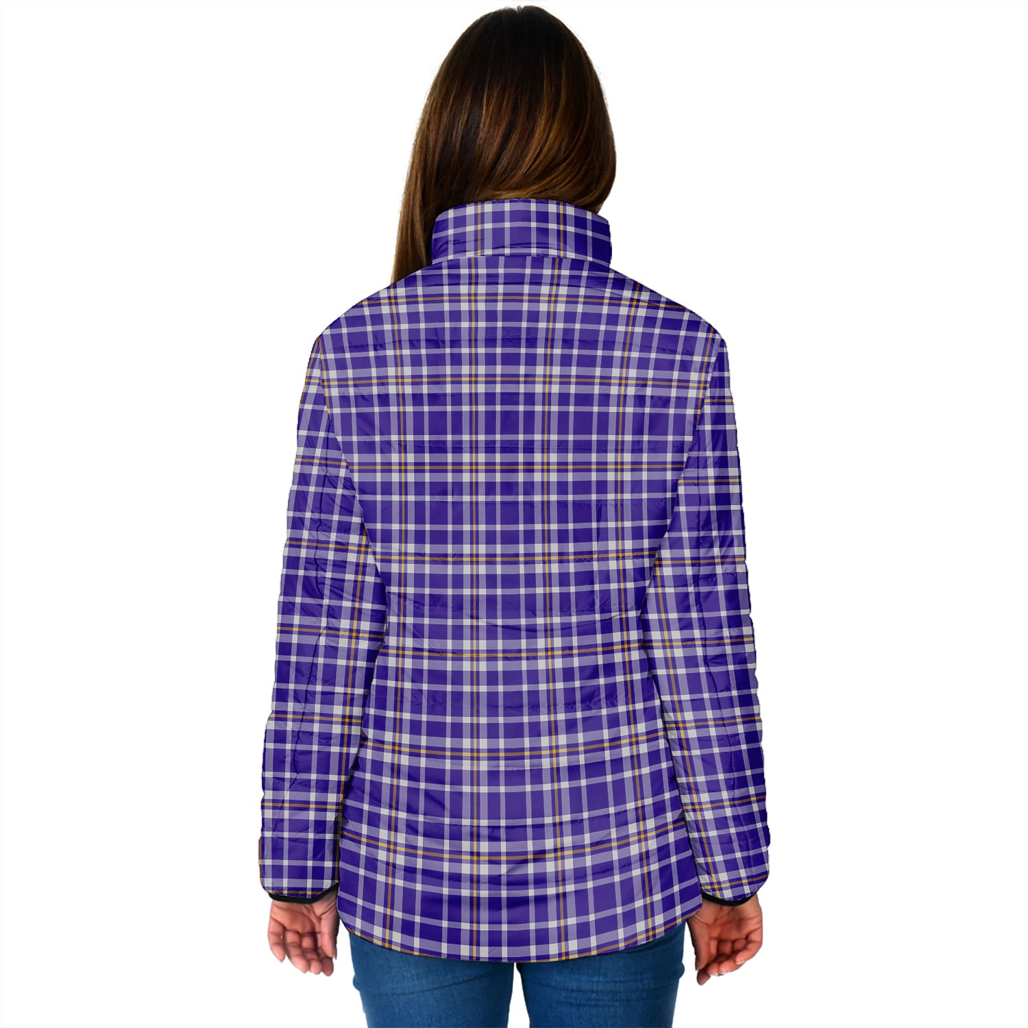 Ochterlony Tartan Padded Jacket with Family Crest - Tartanvibesclothing