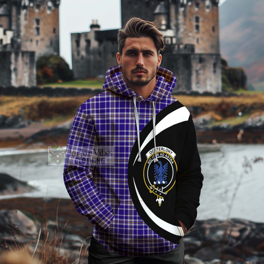 Tartan Vibes Clothing Ochterlony Tartan Cotton Hoodie with Family Crest Circle Style