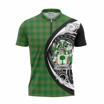 O'Connor 2 Irish Clan Zipper Polo Shirt Celtic Circle Style Unisex - Tartan Vibes Clothing