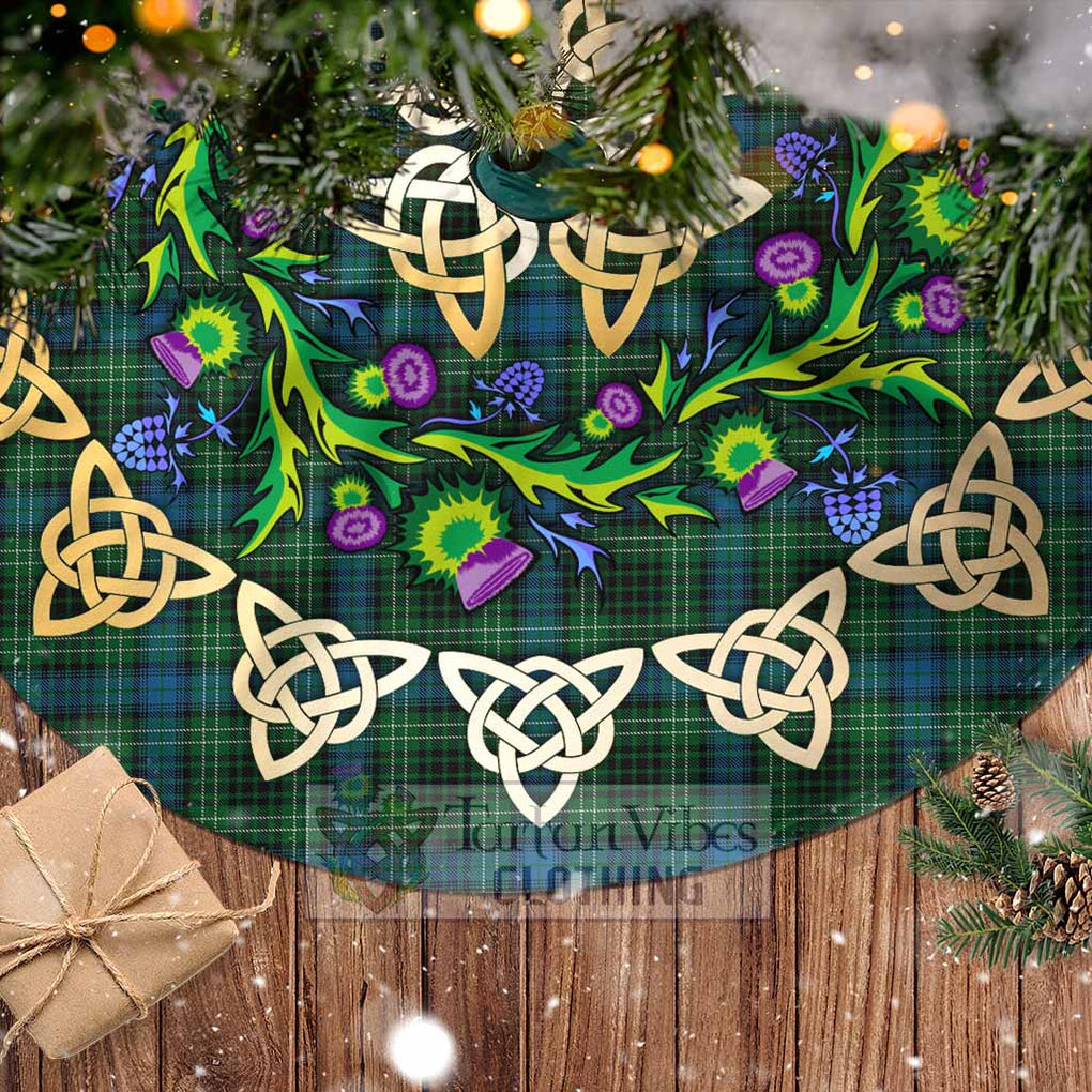 Tartan Vibes Clothing O'Connor Tartan Christmas Tree Skirt with Thistle Celtic Knot Style