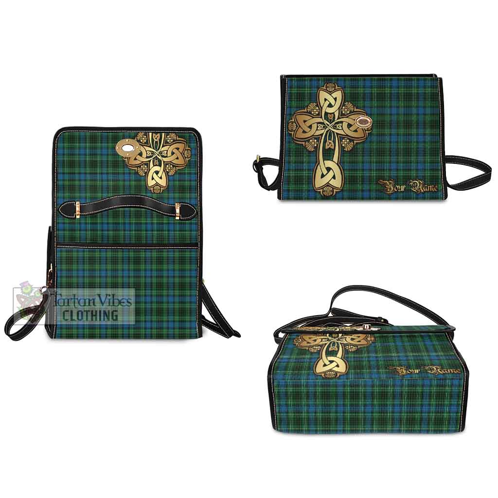 Tartan Vibes Clothing O'Connor Tartan Waterproof Canvas Bag Golden Thistle Celtic Cross Style