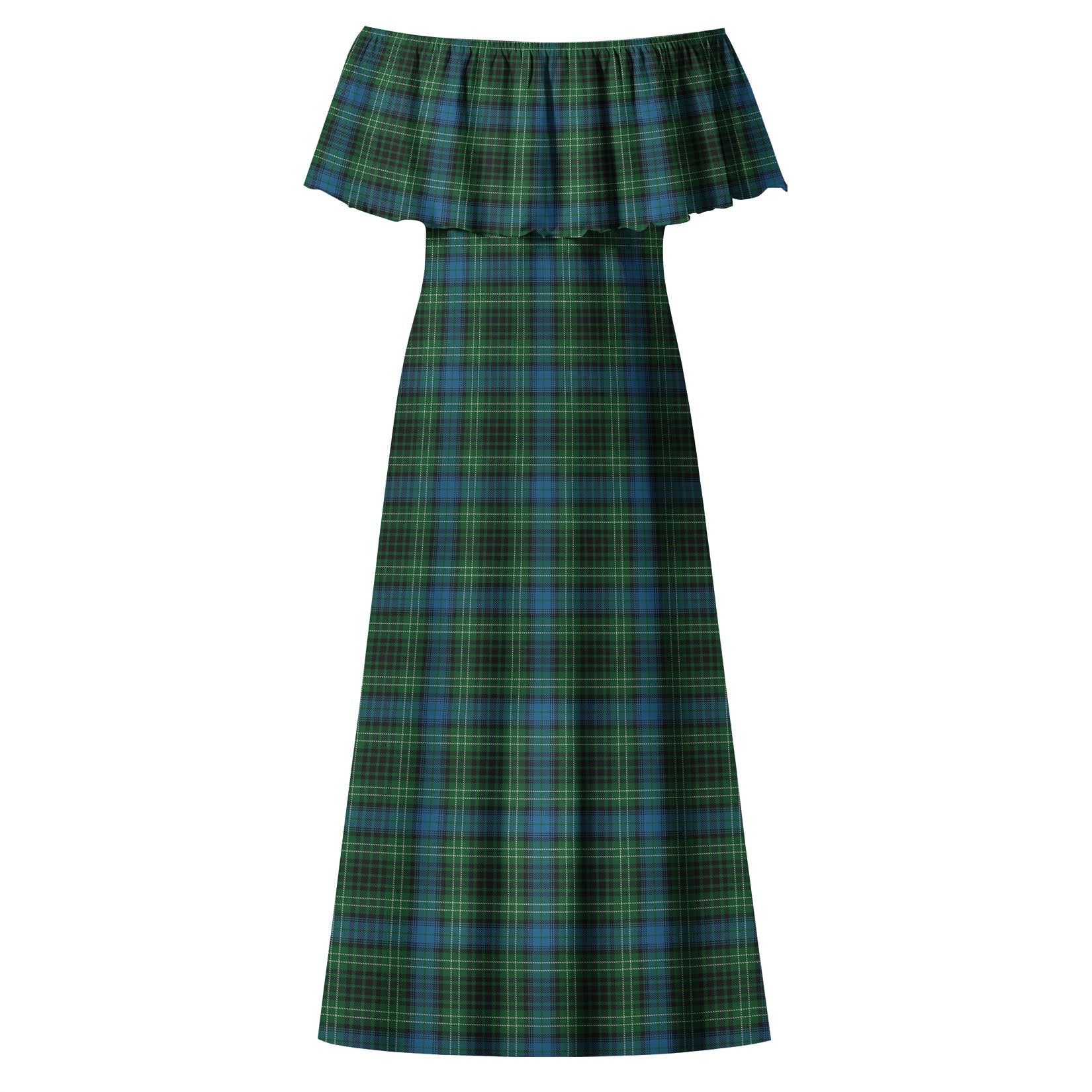 O'Donohue Tartan Off Shoulder Long Dress - Tartanvibesclothing