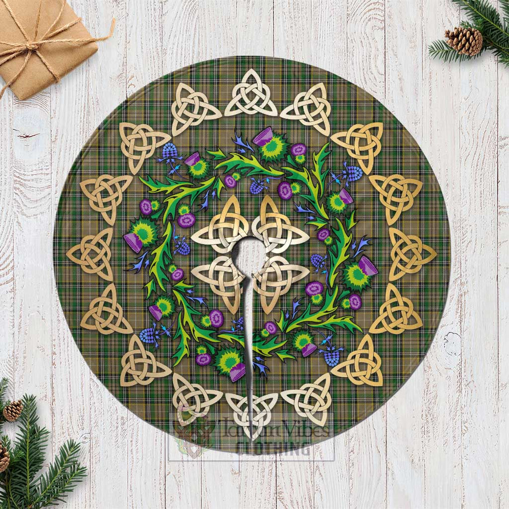 Tartan Vibes Clothing O'Farrell Tartan Christmas Tree Skirt with Thistle Celtic Knot Style