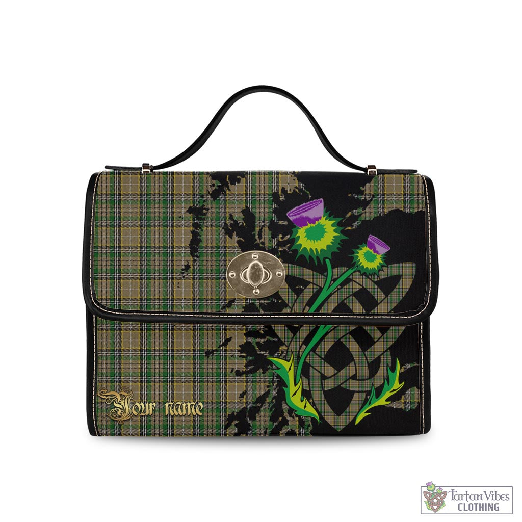 Tartan Vibes Clothing O'Farrell Tartan Waterproof Canvas Bag with Scotland Map and Thistle Celtic Accents