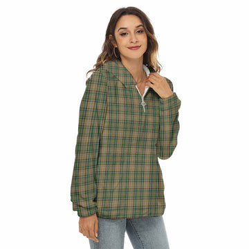 O'Farrell Tartan Women's Borg Fleece Hoodie with Half Zip Female - Tartan Vibes Clothing