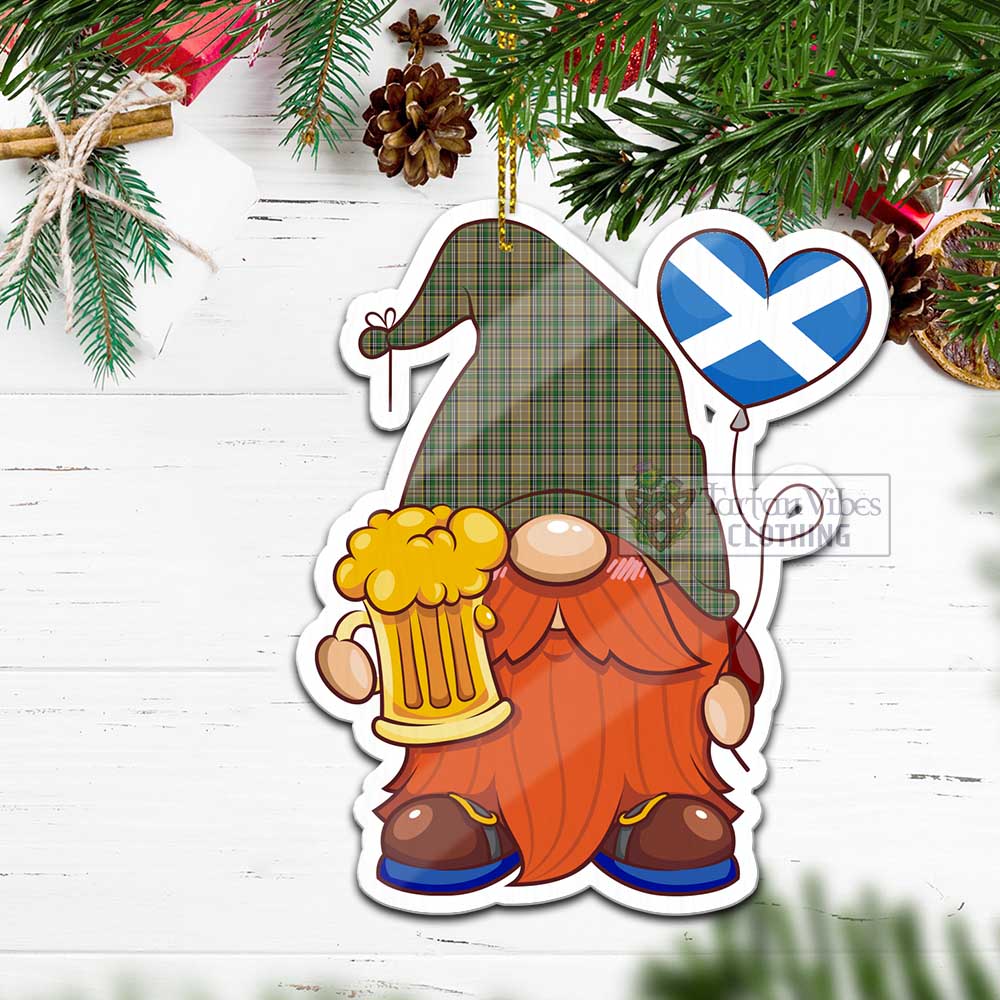 Tartan Vibes Clothing O'Farrell Tartan Gnome Holding Beer Glass Christmas Ornament with Personalized National Flag