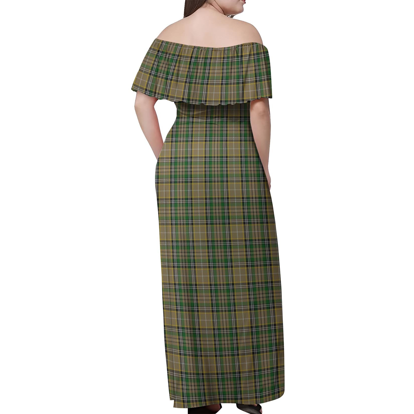 O'Farrell Tartan Off Shoulder Long Dress - Tartanvibesclothing