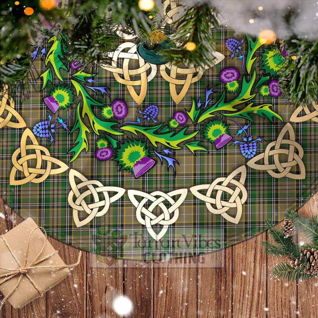 Tartan Vibes Clothing O'Farrell Tartan Christmas Tree Skirt with Thistle Celtic Knot Style