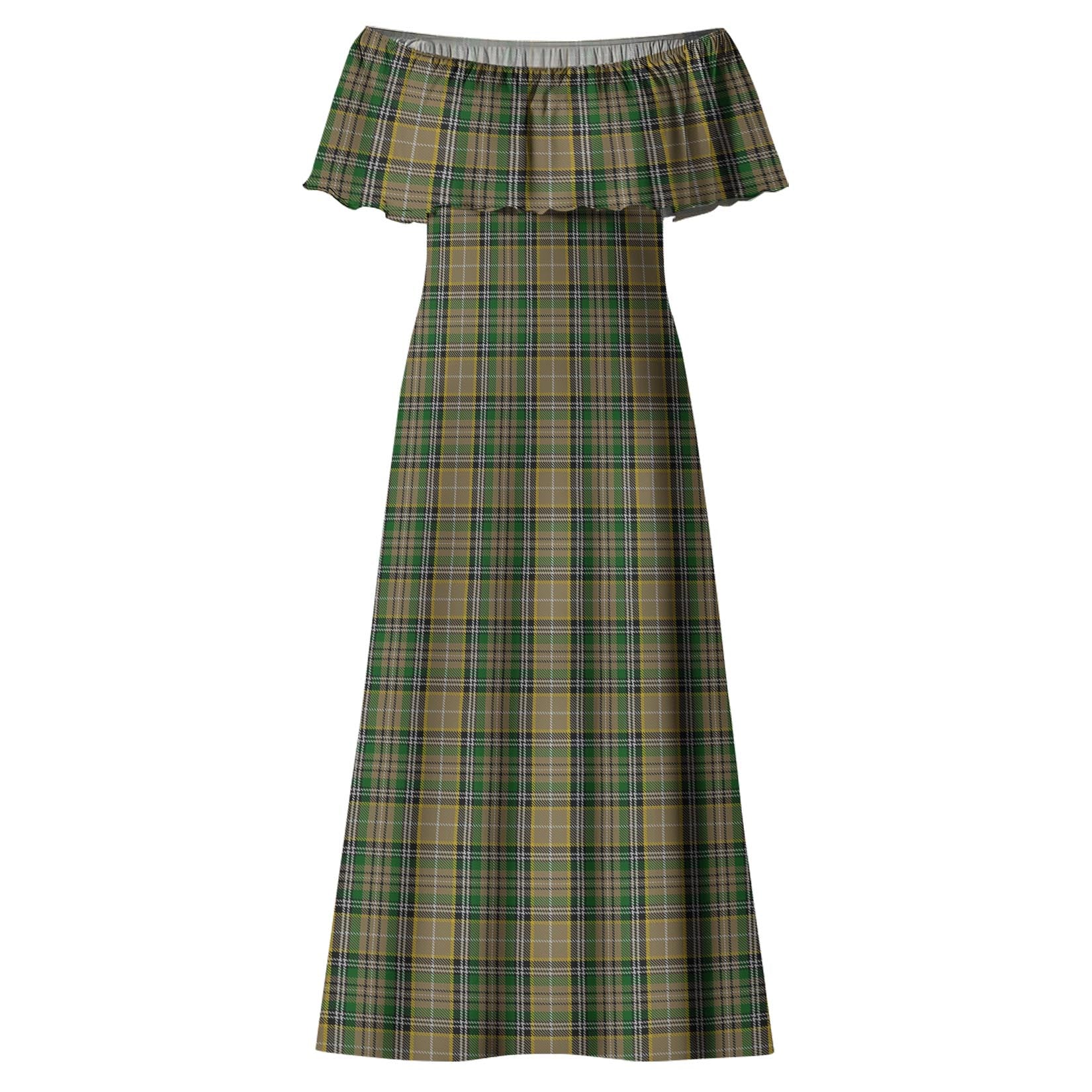 O'Farrell Tartan Off Shoulder Long Dress - Tartanvibesclothing