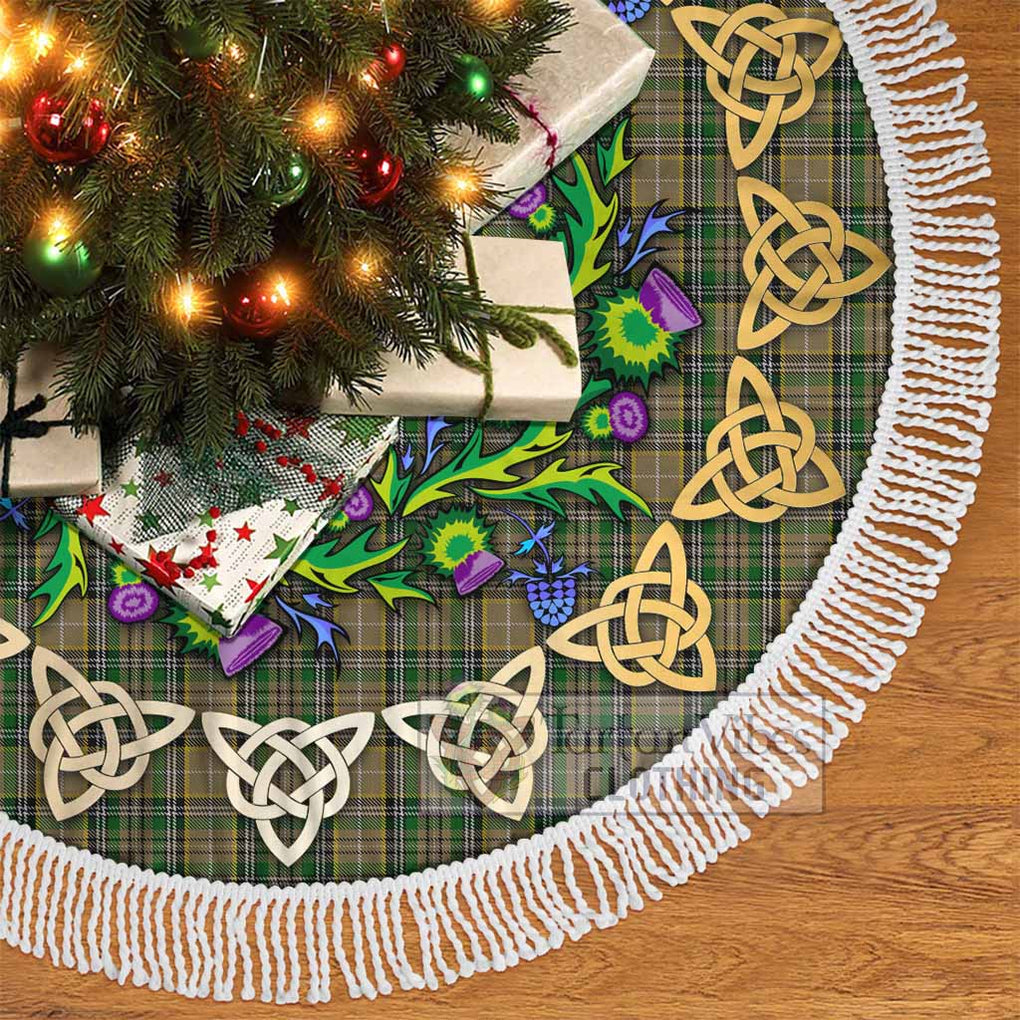 Tartan Vibes Clothing O'Farrell Tartan Christmas Tree Skirt with Thistle Celtic Knot Style