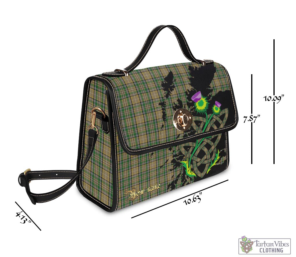 Tartan Vibes Clothing O'Farrell Tartan Waterproof Canvas Bag with Scotland Map and Thistle Celtic Accents