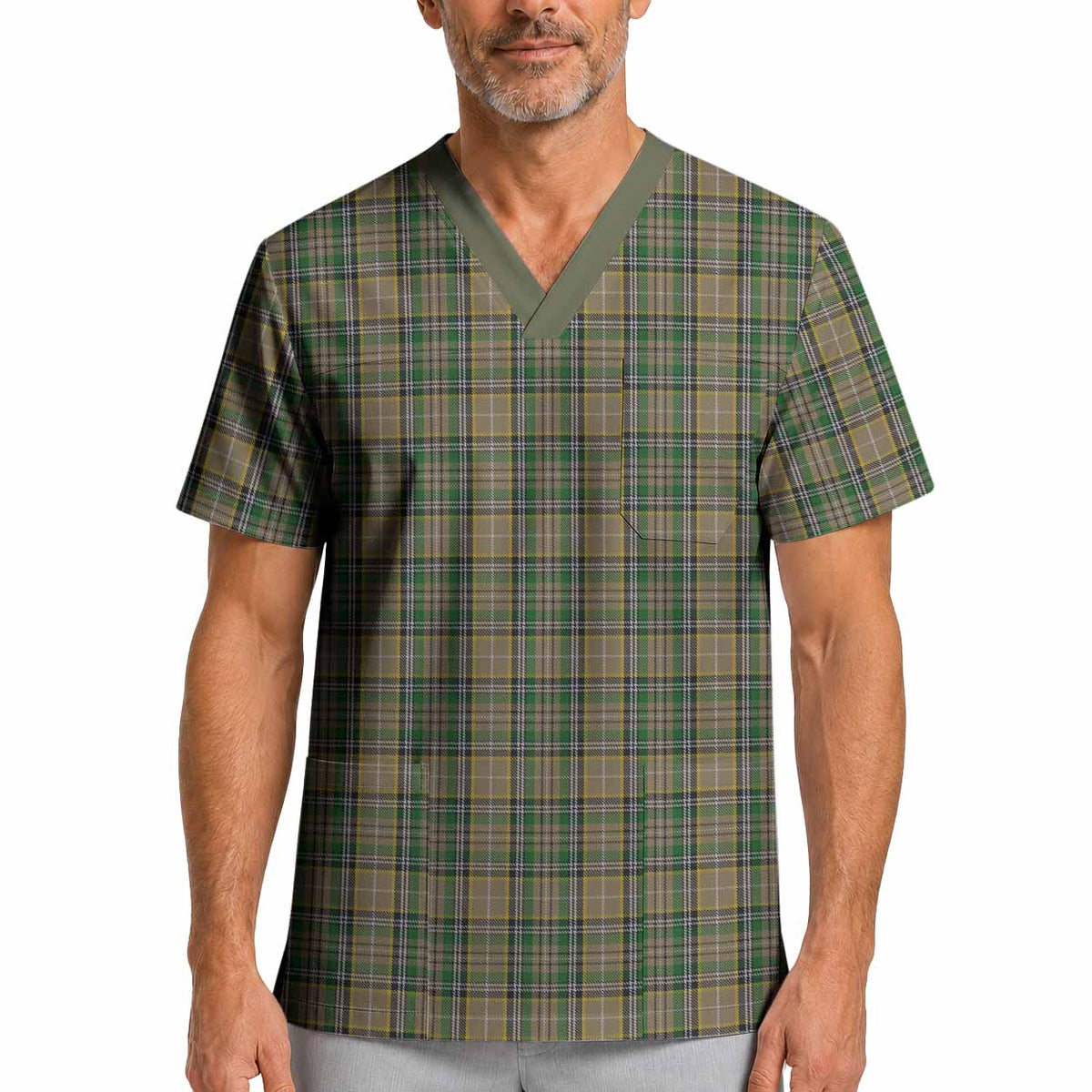 O'Farrell Tartan Scrub Top XL - Tartan Vibes Clothing