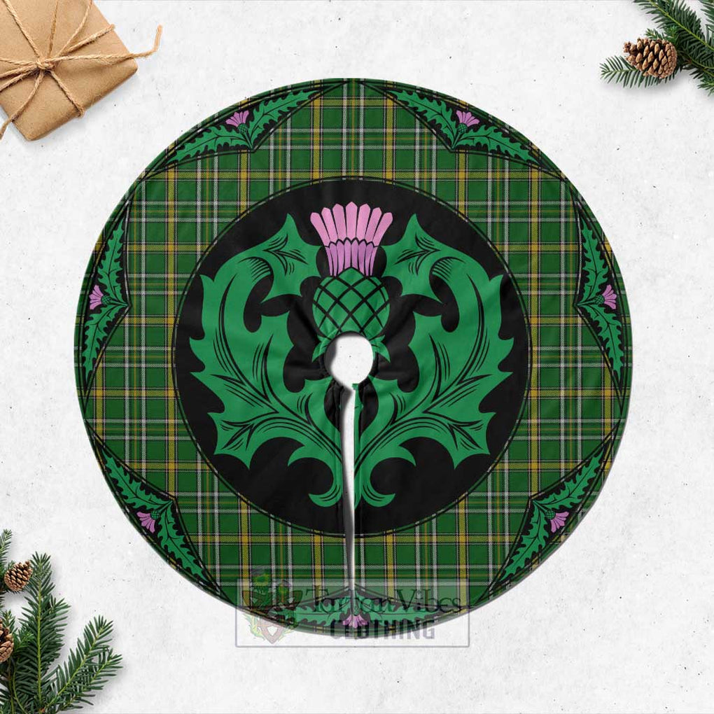 Tartan Vibes Clothing Offaly County Ireland Tartan Christmas Tree Skirt Scottish Thistle Style